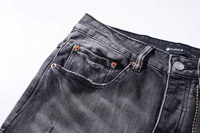 Jeans Purple Brand Distressed Slim Fit Gris Lavado 12
