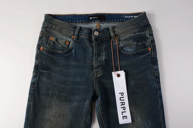 Purple Brand بناطيل جين ممزقة ملوثة بالرذاذ ملونة بالغسيل المبهمة 14
