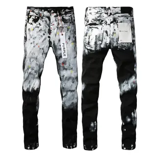 Purple Brand salpicadura de tinta desgastada slim-fit calça jeans