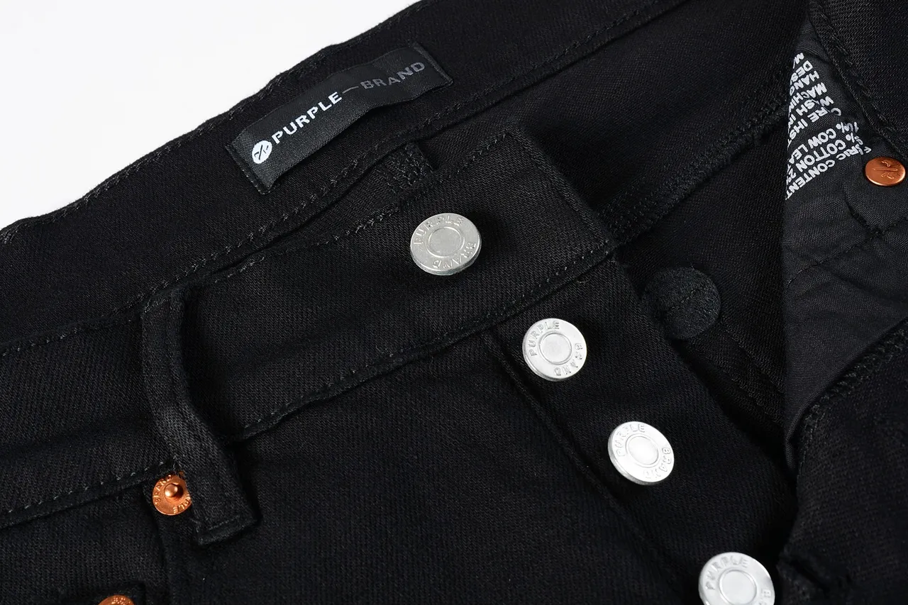 Purple Brand Slim-Straight Pantalones Vaqueros Negros 12