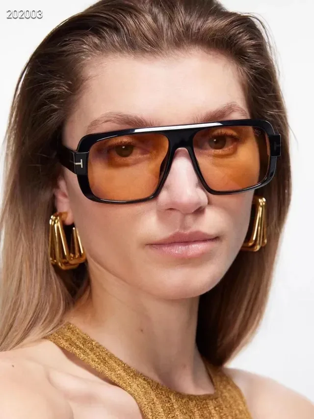 رين-بان نظارات شمسية إطار أسيتات توتيسي شيل عدسة بني أسود مستطيلة 9