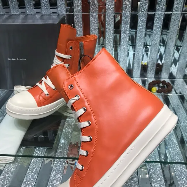 Rick Owens Geobasket أحذية الكاحل البرتقالية والبيضاء 2