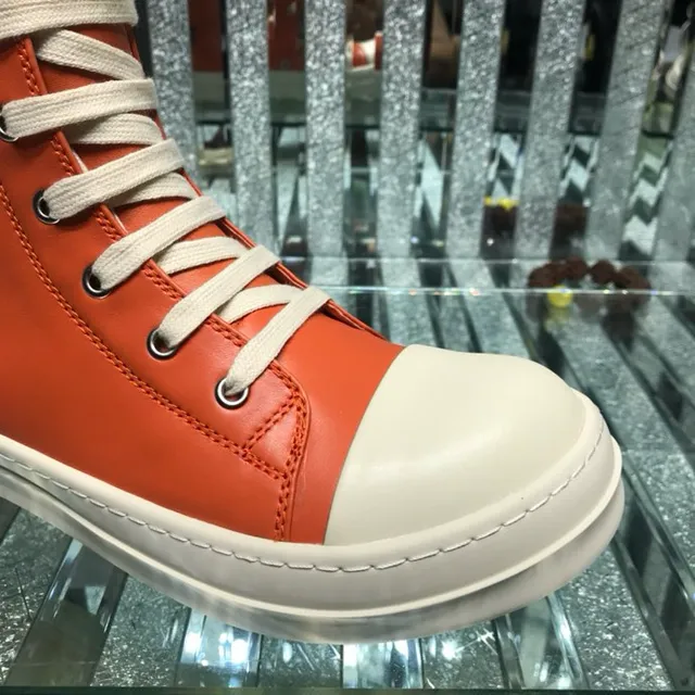 Rick Owens Geobasket أحذية الكاحل البرتقالية والبيضاء 5