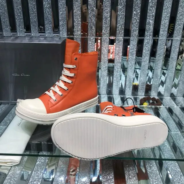 Rick Owens Geobasket أحذية الكاحل البرتقالية والبيضاء 6