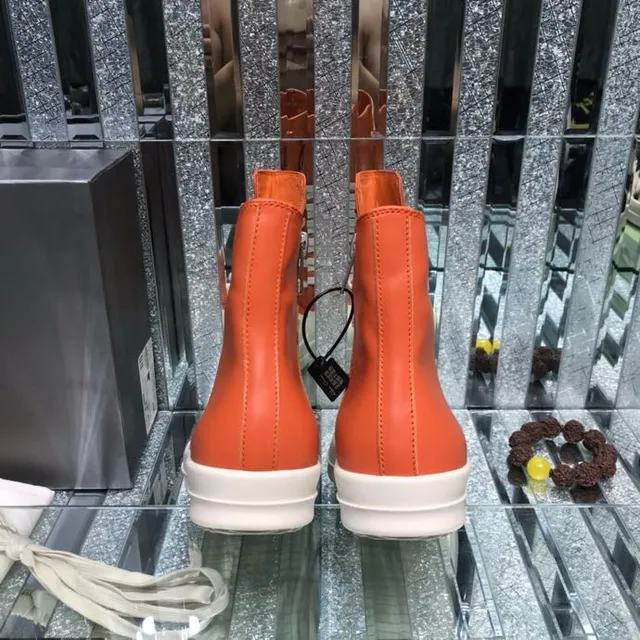 Rick Owens Geobasket أحذية الكاحل البرتقالية والبيضاء 7