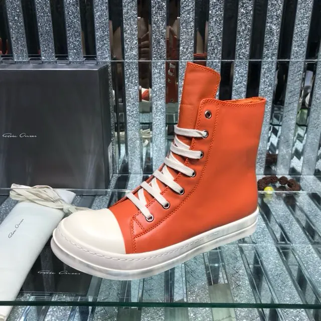 Rick Owens Geobasket أحذية الكاحل البرتقالية والبيضاء 8