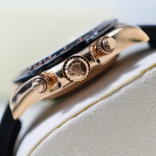 Rolex Cosmograph Daytona Cadran Blanc Boîtier Or Rose Bracelet Caoutchouc Noir Montre Mécanique 6