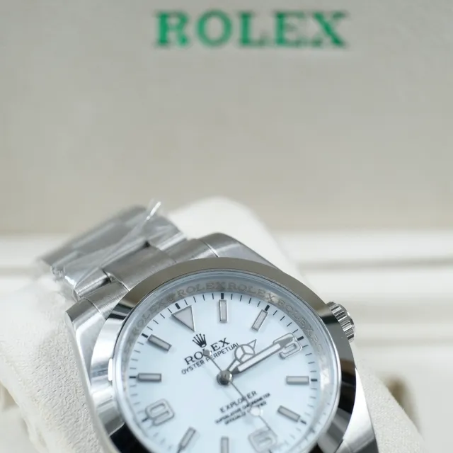 Rolex Explorer Oyster Perpetual relógio mecânico com mostrador branco 4