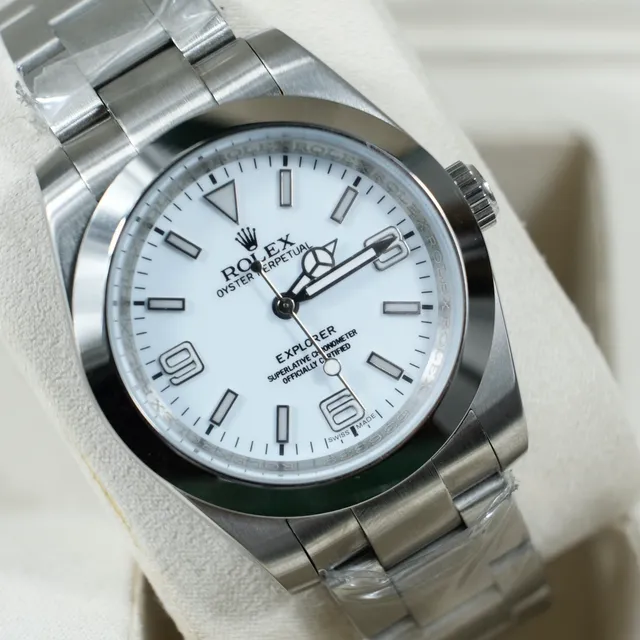Rolex Explorer Oyster Perpetual relógio mecânico com mostrador branco 5