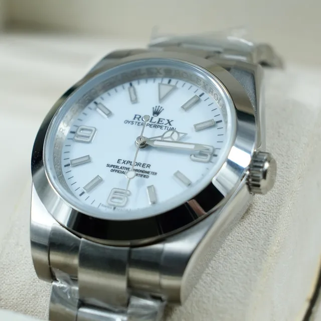 Rolex Explorer Oyster Perpetual relógio mecânico com mostrador branco 7