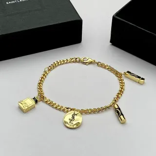 Saint Laurent Beauty Charm सोने का काला कर्ब चेन कंगन