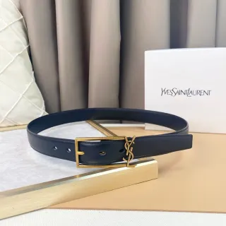 Saint Laurent Classic Monogram Belt नेवी ब्लू चमड़े का बेल्ट