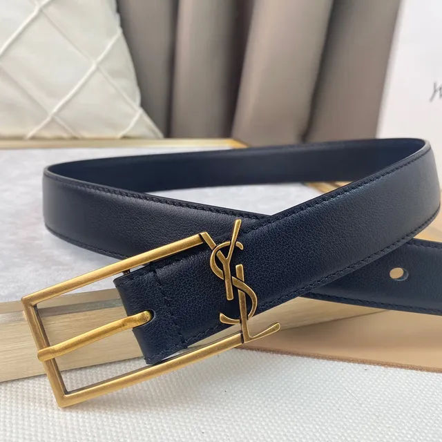 Saint Laurent Classic Monogram Belt নেভি ব্লু চামড়ার বেল্ট 3