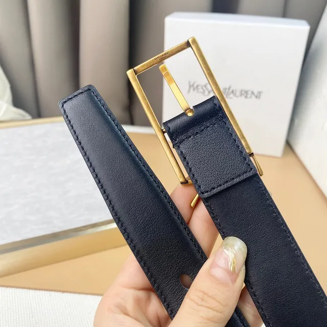 Saint Laurent Classic Monogram Belt নেভি ব্লু চামড়ার বেল্ট 4