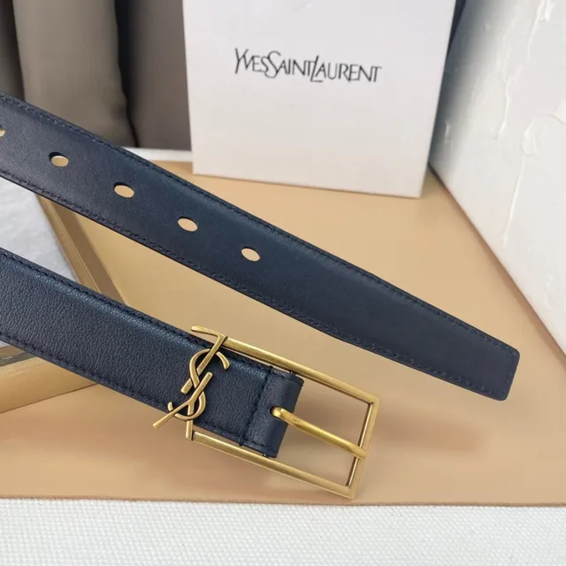 Saint Laurent Classic Monogram Belt নেভি ব্লু চামড়ার বেল্ট 5