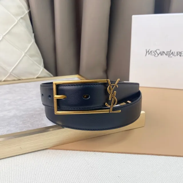 Saint Laurent Classic Monogram Belt নেভি ব্লু চামড়ার বেল্ট 6