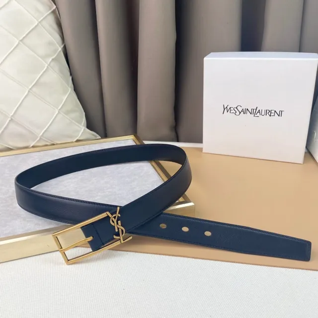 Saint Laurent Classic Monogram Belt নেভি ব্লু চামড়ার বেল্ট 7