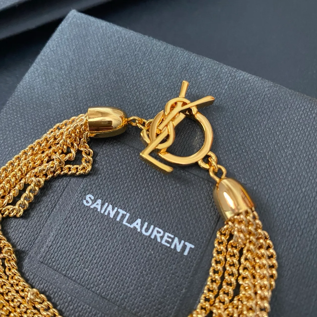 Saint Laurent 金色多股曲链抛光金属手链 4
