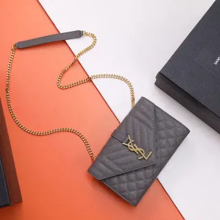 Saint Laurent Kate Gray Quilted Leather Envelope Flap Chain Bag