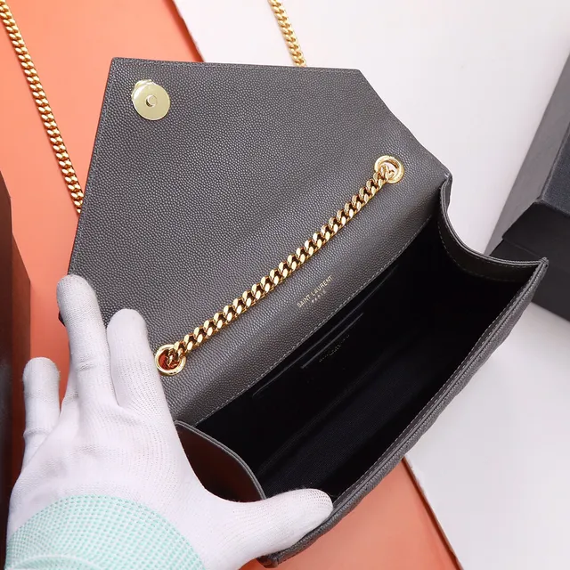 Saint Laurent Kate Gray সিলওয়াইড চামড়ার লিফাফা ফ্ল্যাপ চেইন ব্যাগ 2