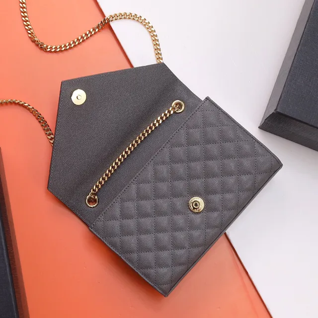 Saint Laurent Kate Gray সিলওয়াইড চামড়ার লিফাফা ফ্ল্যাপ চেইন ব্যাগ 4
