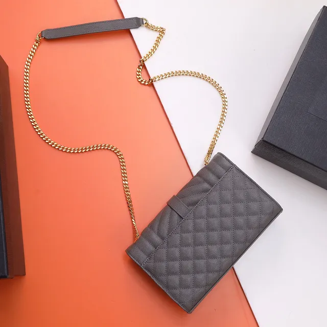 Saint Laurent Kate Gray সিলওয়াইড চামড়ার লিফাফা ফ্ল্যাপ চেইন ব্যাগ 5