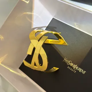 सेंट लॉरेंट Monogram Open Cuff गोल्ड टोन ब्रेसलेट