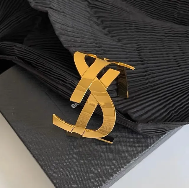 Saint Laurent Monogram Open Cuff Gold-Tone Bracelet 4