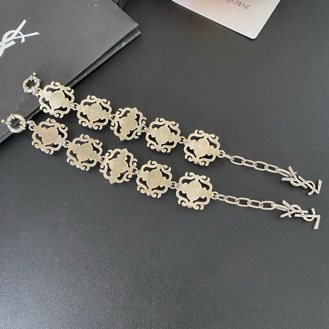Saint Laurent Ornate Filigree Cabochon Bracelet 3