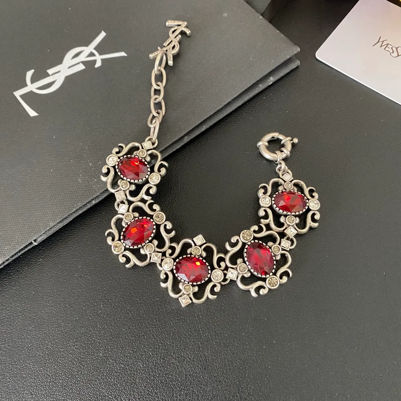 Saint Laurent Ornate Filigree Cabochon Bracelet 4