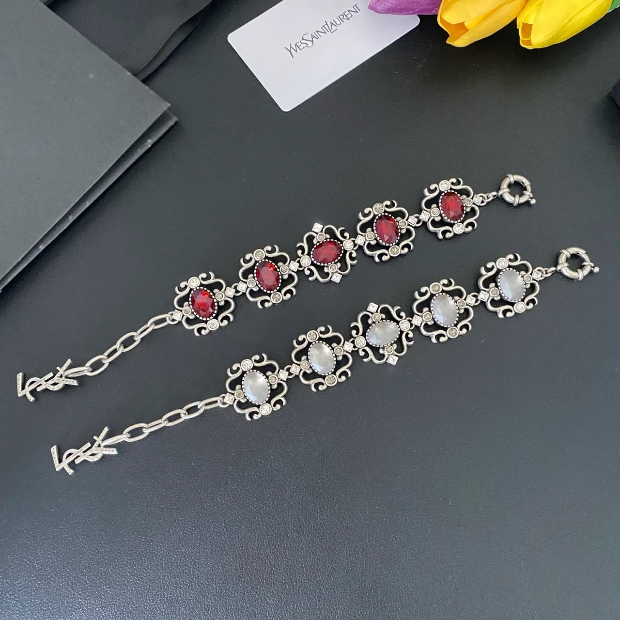 Saint Laurent Ornate Filigree Cabochon Bracelet 9