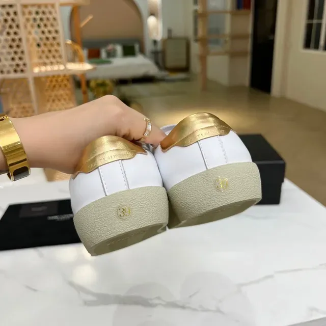 Sneakers lifestyle Saint Laurent blanches et dorées brodées 3