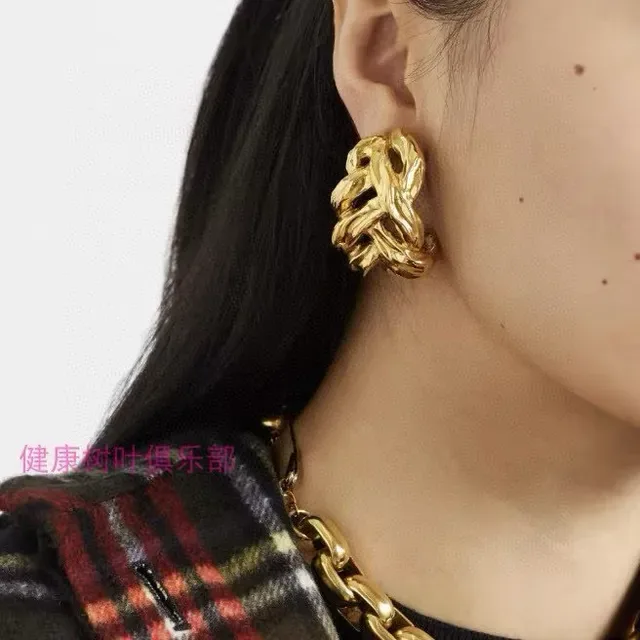 Saint Laurent Boucles d'oreilles chaîne tissée dorée 2