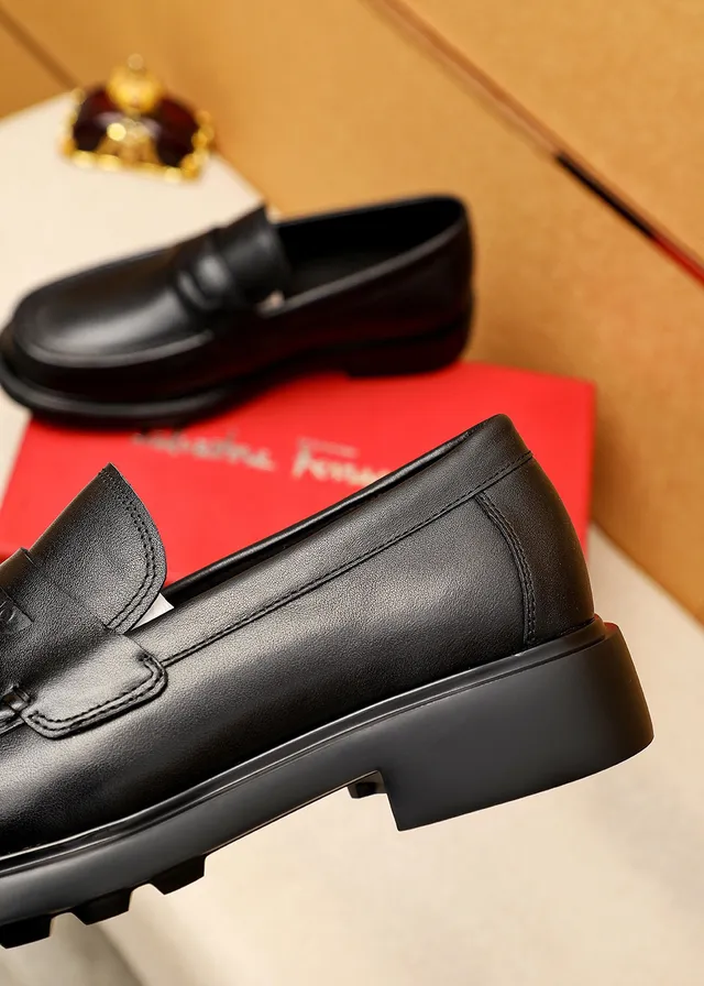 Salvatore Ferragamo काला चमड़ा Penny Strap लूफर्स 7