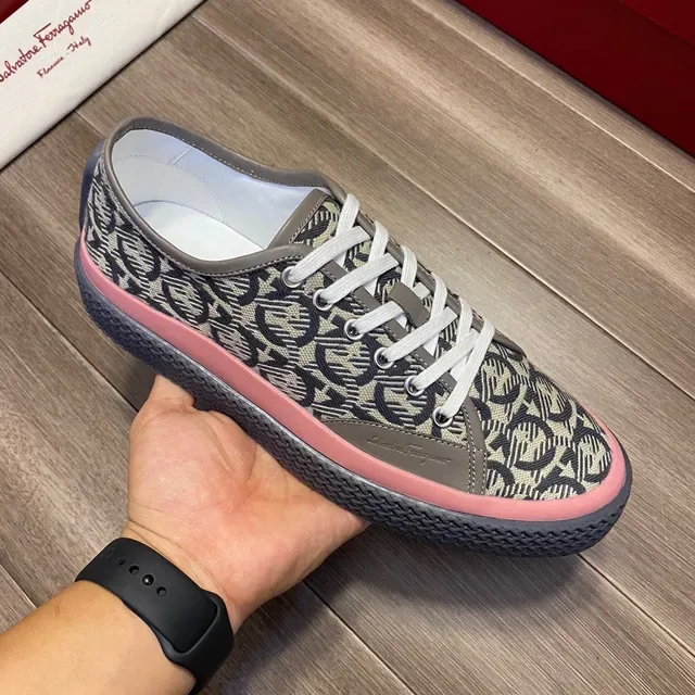 Salvatore Ferragamo Tênis canvas com impressão monograma low-top 5