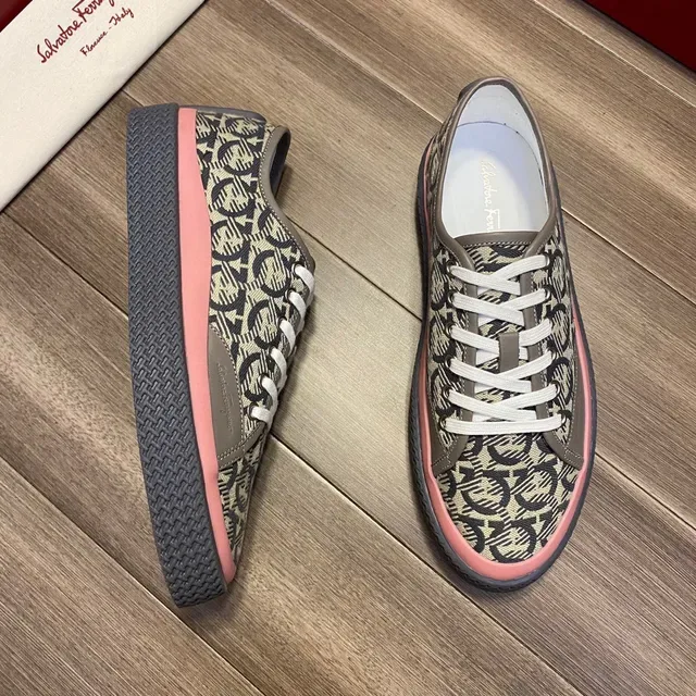 Salvatore Ferragamo Tênis canvas com impressão monograma low-top 8