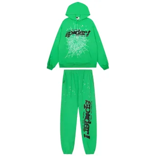 Sp5der Green Black Graphic-Print Oversized Fit Tracksuit