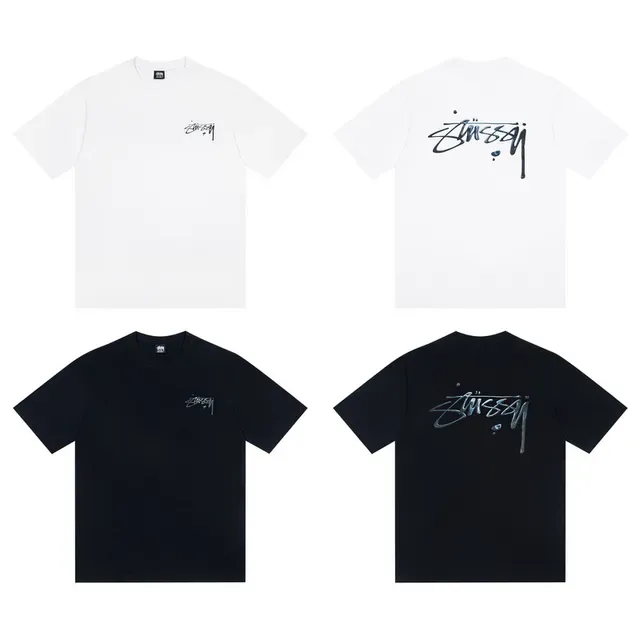 T-shirt Stussy Stock Logo blanc et noir 2