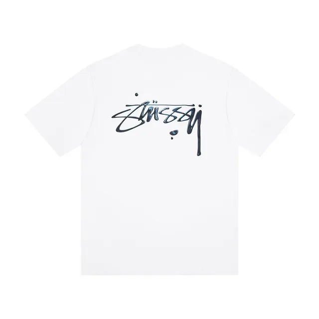 T-shirt Stussy Stock Logo blanc et noir 4