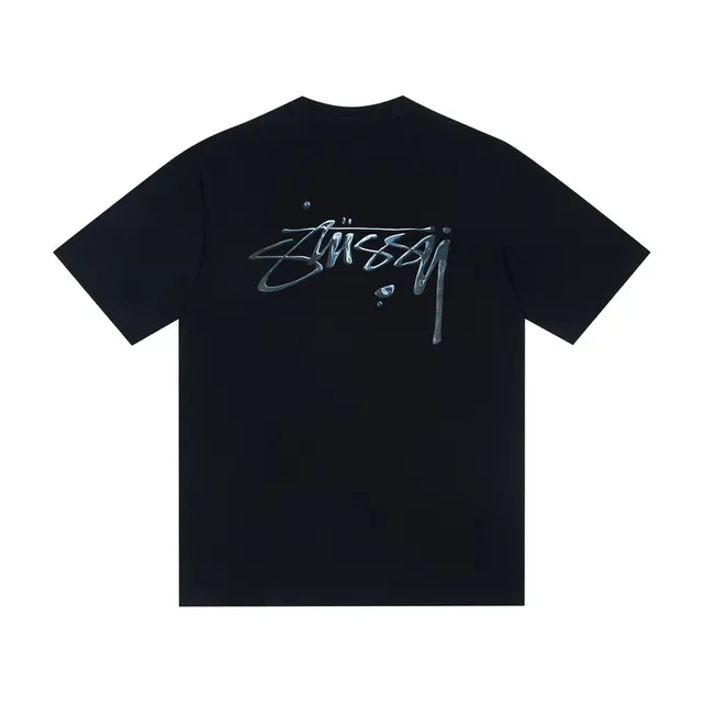 T-shirt Stussy Stock Logo blanc et noir 5