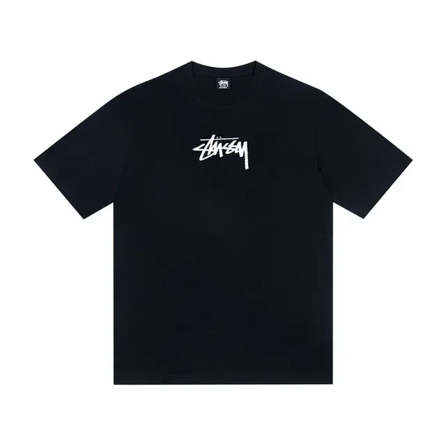 Stussy Stock Logo White Black Crew Neck Short Sleeve T-Shirt 5