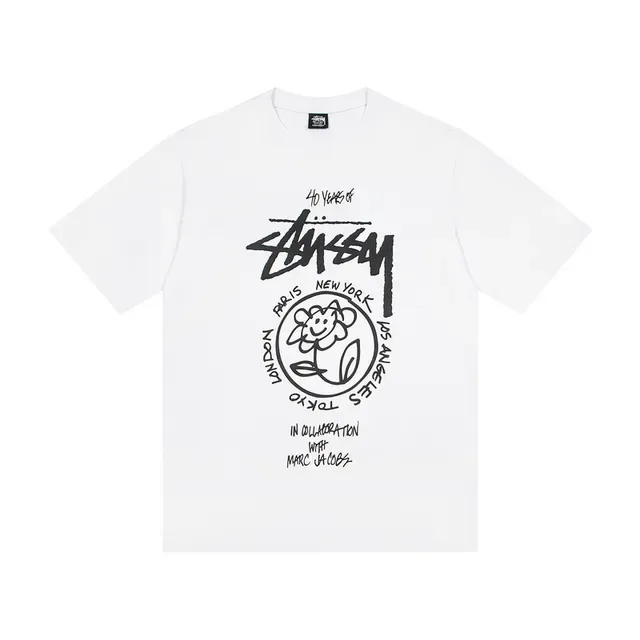 Camiseta estampada gráfica Stussy x Marc Jacobs 40 anos 3