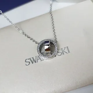 Swarovski Circular Pavé Crystal Rotating Pendant Necklace