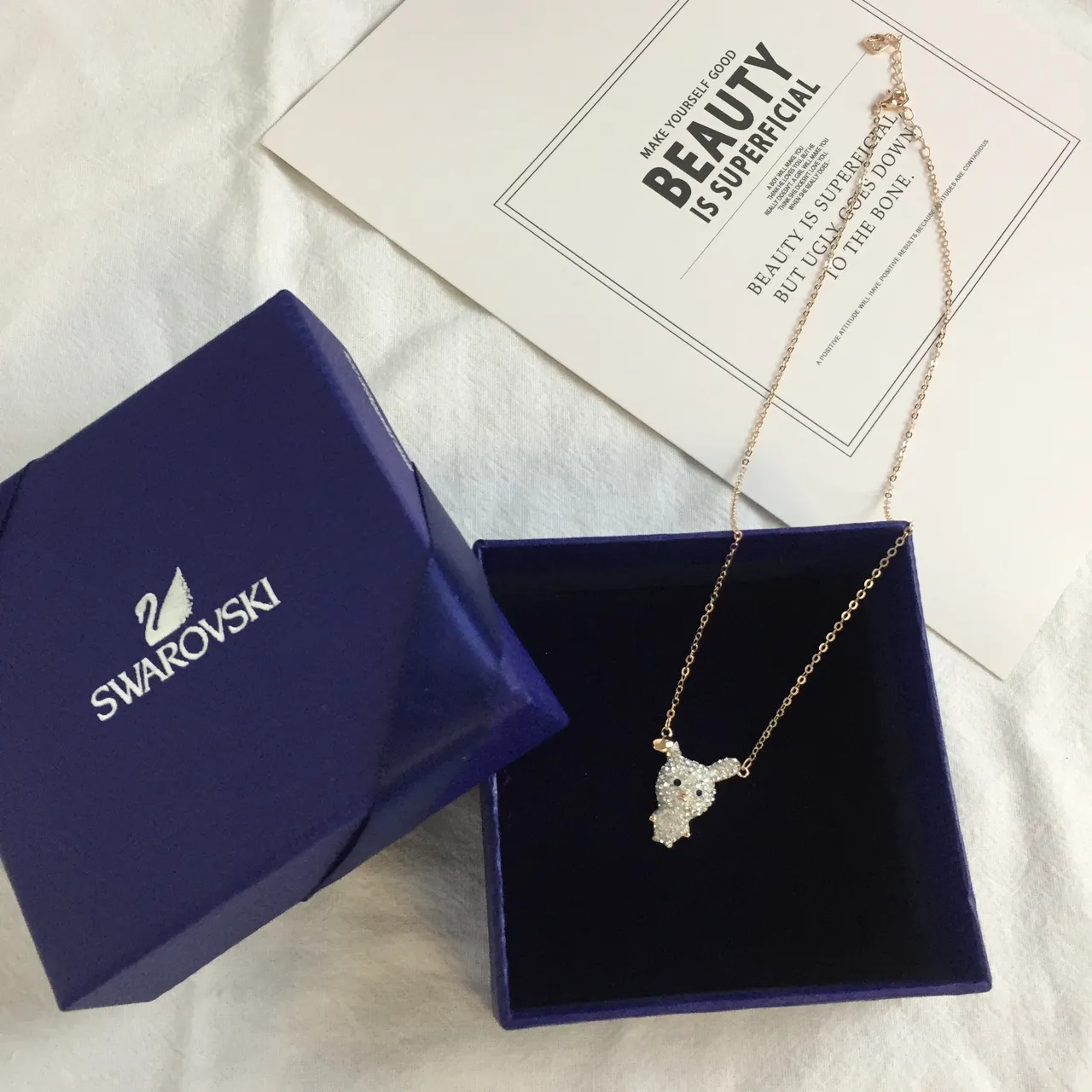 Swarovski بلور حيوان ذهب أبيض قلادة 2