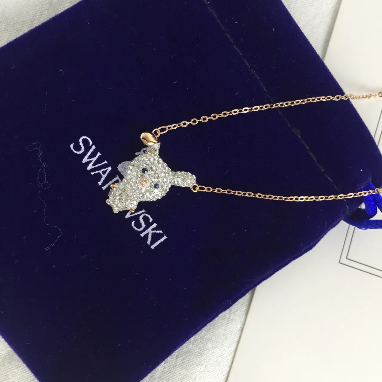 Swarovski بلور حيوان ذهب أبيض قلادة 4