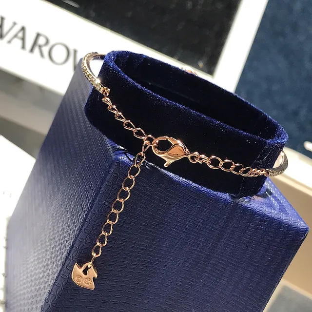 Swarovski Dorado Azul Pavé-Crystal Banda Metálica Brazalete 8