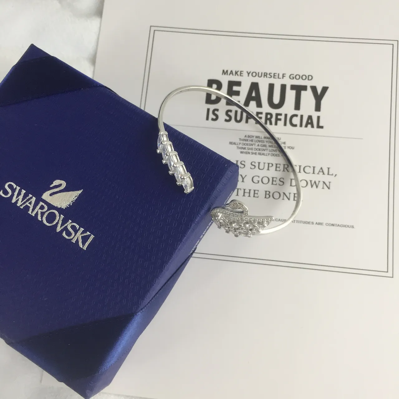 Swarovski زيز بافيه كريستال سوارة مفتوحة 3