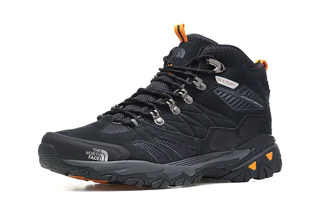 The North Face Preto Prata Botas Mid-Cut Impermeáveis com Membrana Trekking 15