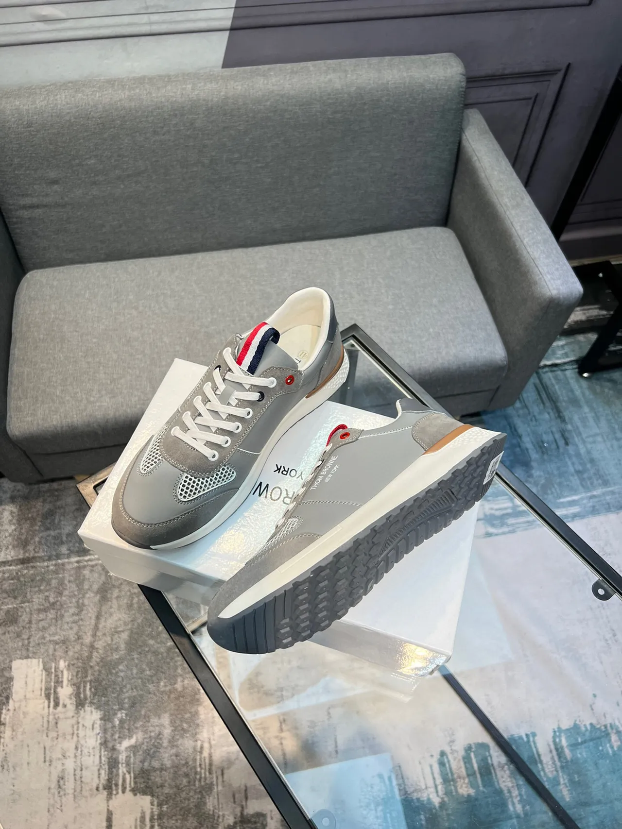 Thom Browne Gray Suede and Mesh Lifestyle Sneaker 4
