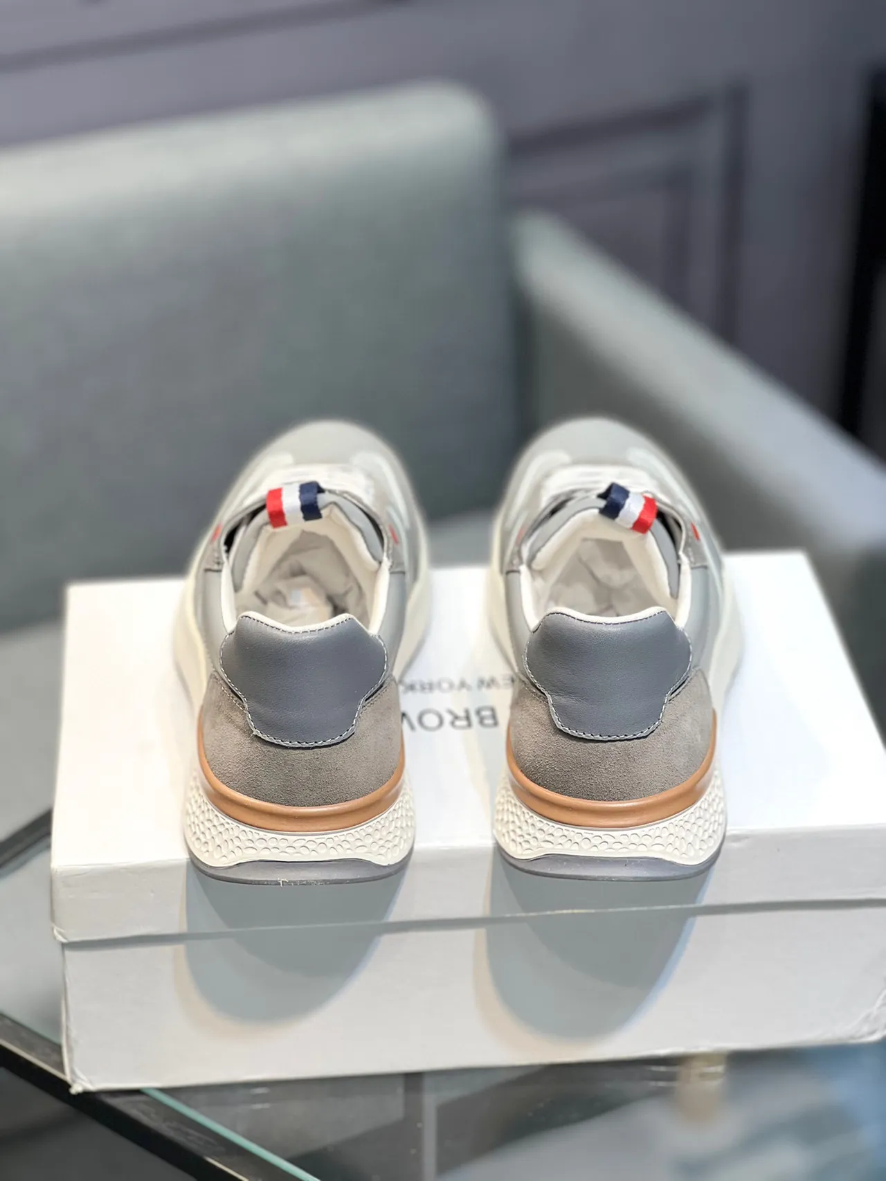 Thom Browne Gray Suede and Mesh Lifestyle Sneaker 8